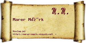Marer Márk névjegykártya
